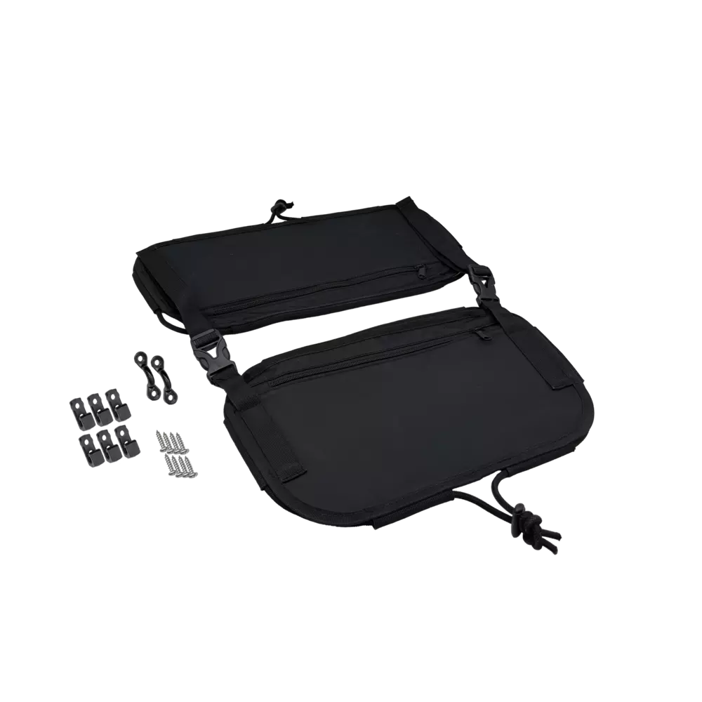 Black Ripstop Double Rear Bag with Black Bungee Cord